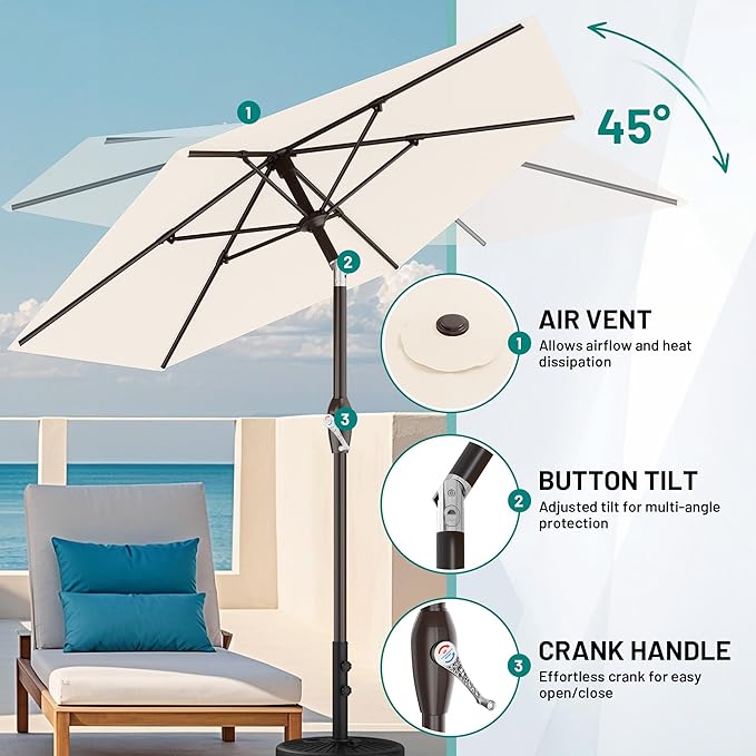 AreShark 7.5FT Patio Umbrella Table Market Umbrella - Image 5