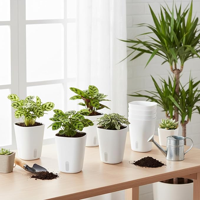 10 Sets 4" Self Watering Pots for Indoor Plants, Plastic Self Watering Planter - Image 7