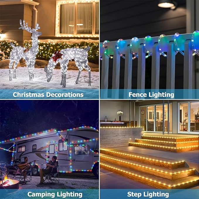 200ft Outdoor Rope Light, IP68 Waterproof 25 Color Changing String Lights - Image 9
