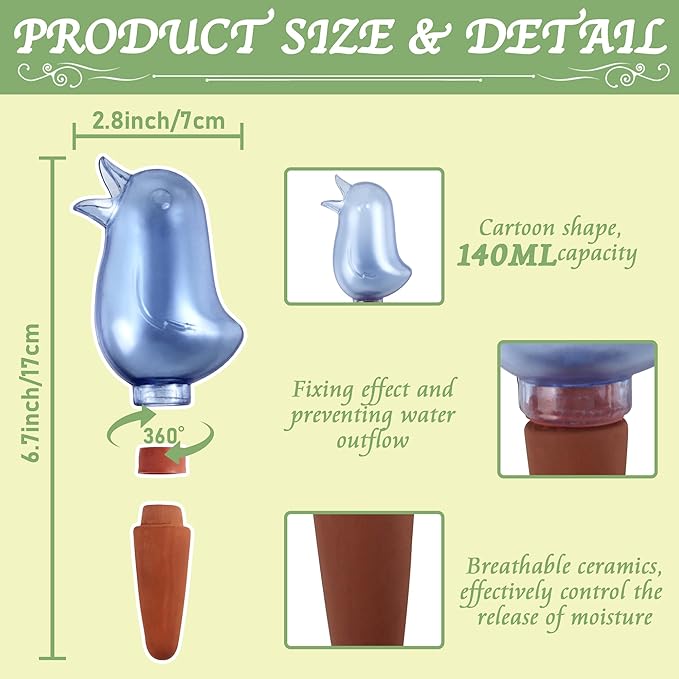 4 Pack Self Watering Spikes, Indoor Plant Watering Globes, Bird Shape Automatic - Image 3