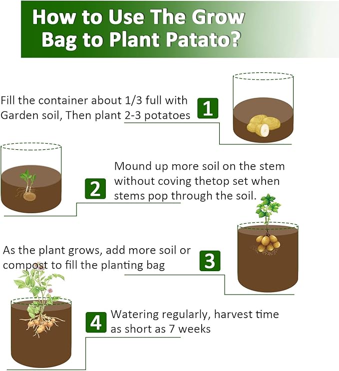 JJGoo Potato Grow Bags, 4 Pack 10 Gallon - Image 4