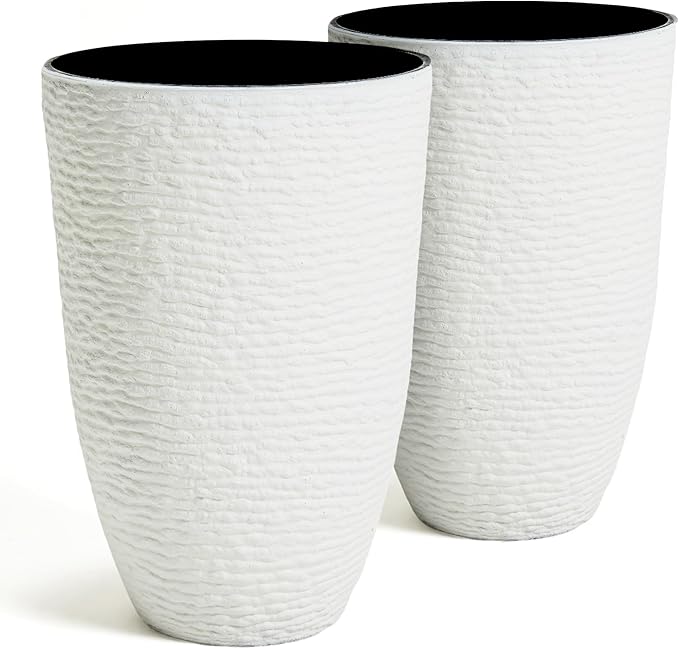 Worth Garden 2-Pack 21" H. White Tall Planters by WORTH