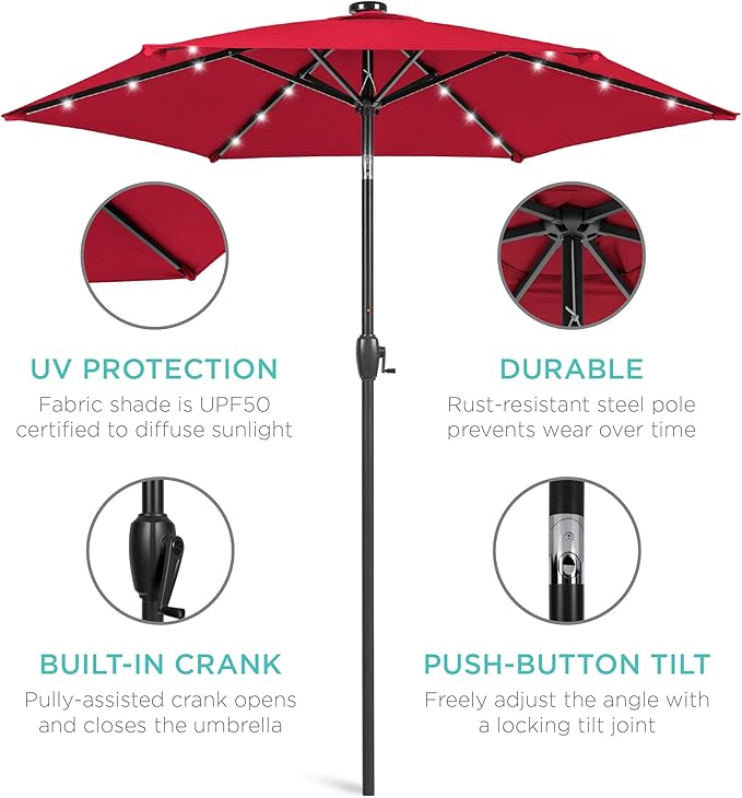 Best Choice Products 7.5ft Outdoor Solar Market Table Patio Umbrella - Image 5