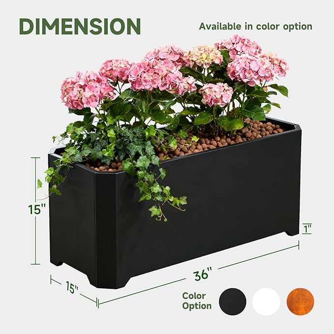 Steel Planter Box-36"x15"x15"-Large Rectangular Planters - Image 3