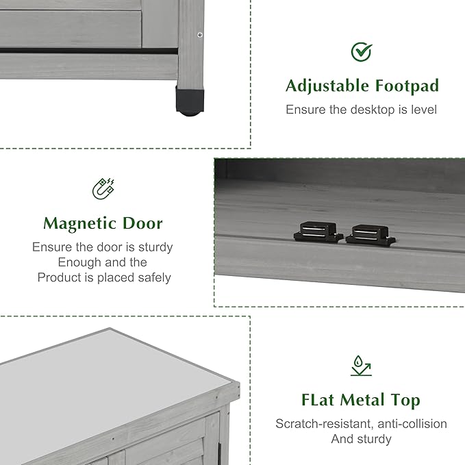 Outdoor Storage Cabinet & Potting Bench Table - Image 4