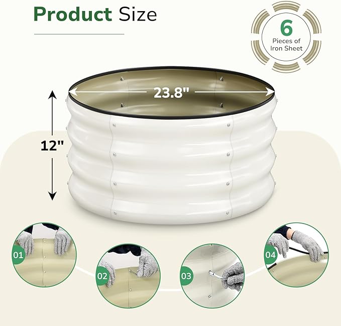 GreatBuddy 2x2x1 ft Round Galvanized Raised Garden Bed, Easy-Assembly Raised Bed - Image 3