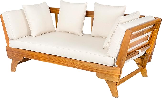 Christopher Knight Home Gary Patio Convertible Couch, Wooden Outdoor Daybed - Image 8