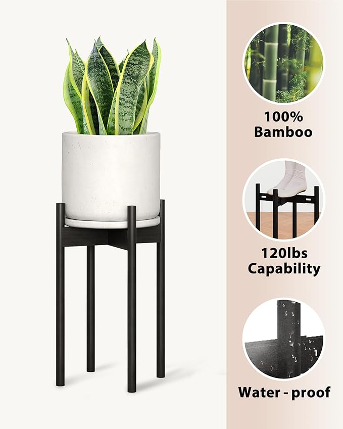 Adjustable Plant Stand Indoor, Bamboo Plant Stand Fits 8 9 10 11 12 Inches - Image 2