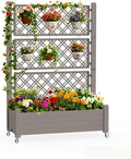 Mobile Garden Planter with Trellis & Lockable Wheels, Outdoor Raised Bed with by EASYUP
