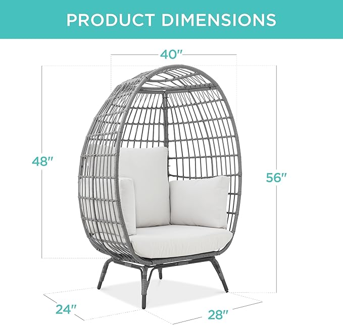 Best Choice Products Wicker Egg Chair, Oversized Indoor Outdoor Lounger - Image 2