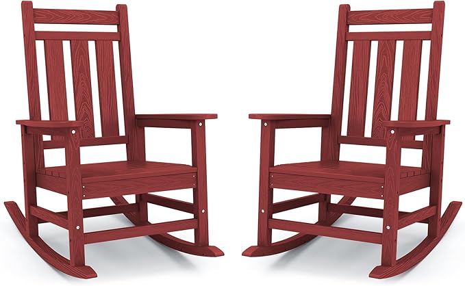 KINGYES Oversized Outdoor Rocking Chair Set of 2, All-Weather Patio Rocking by KINGYES