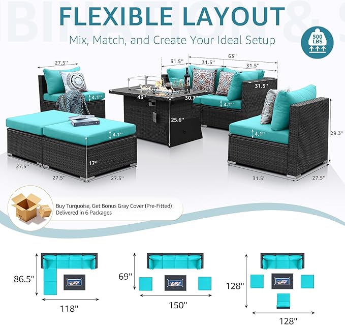 NICESOUL 29.3'' High-Back Outdoor Patio Furniture Set - Image 4