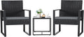 Flamaker 3 Pieces Patio Set Outdoor Wicker Furniture Modern Bistro Rattan Chair by Flamaker