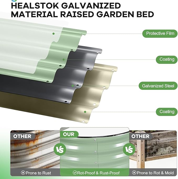 Galvanized Raised Garden Bed Outdoor, Rust-Resistant Garden Planter Box - Image 2