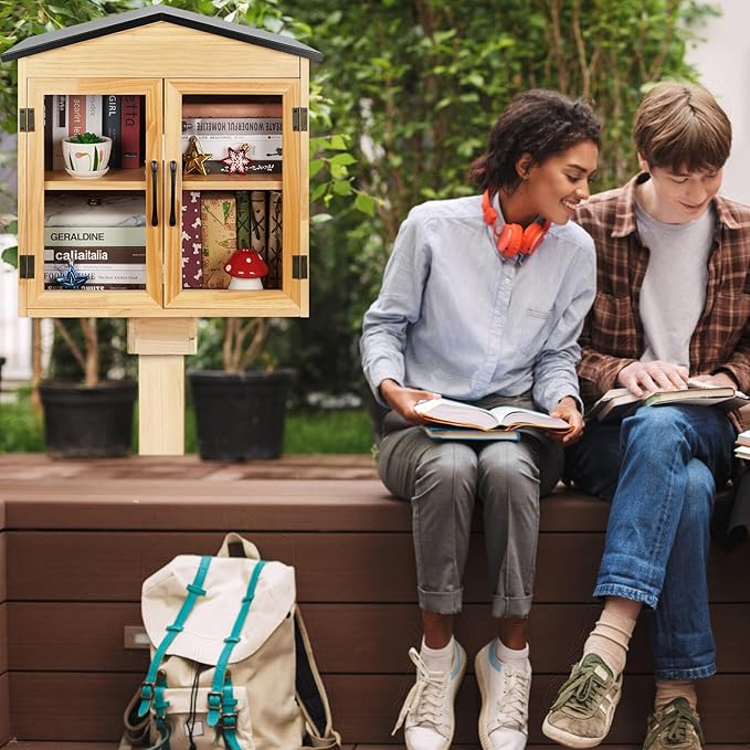 Outdoor Library Outdoor Book Box Storage Small Wooden Cabinet Little Literature - Image 6