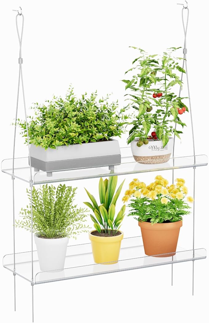 Lifewit 2-Tier Window Plant Shelves 15", Acrylic Adjustable Hanging Floating by Lifewit