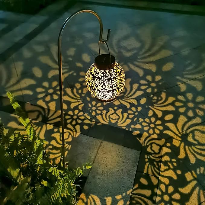 2 Pack Outdoor Solar Hanging Lantern Lights Metal LED Decorative Lamp - Image 6