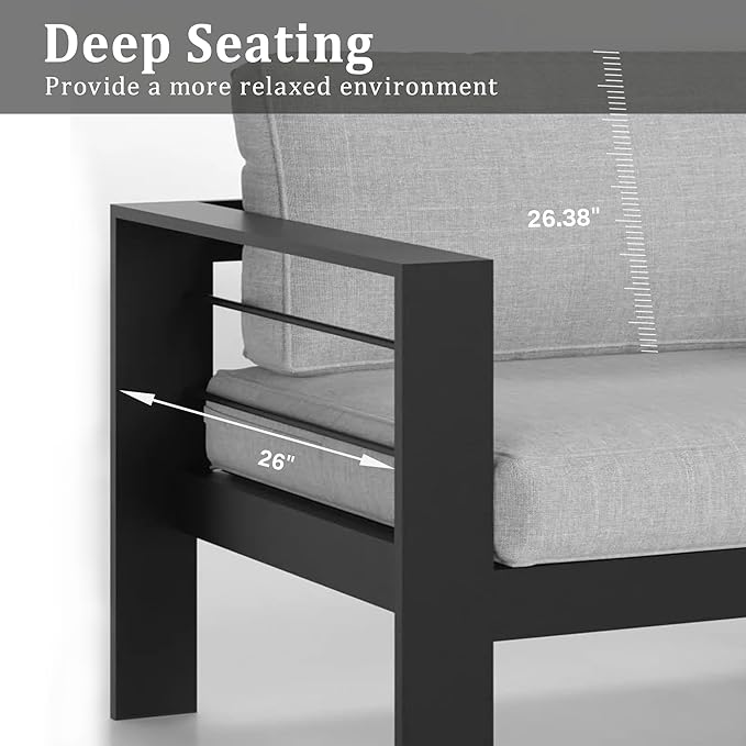 Kiss the Water Outdoor Patio Furniture Loveseat Sofa, All-Weather Metal - Image 6