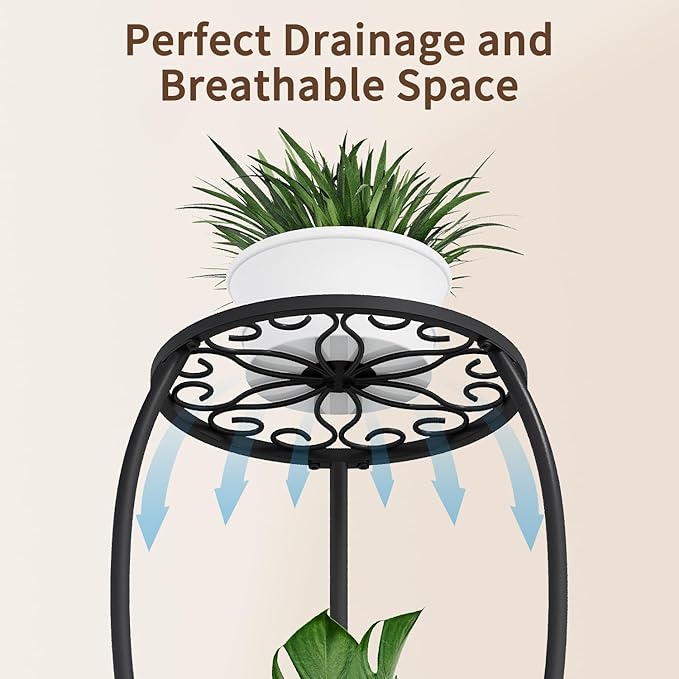 Plant Stand Indoor Outdoor, 2 Tier Metal Tall Plant Stand, Flower Pot Stand - Image 7