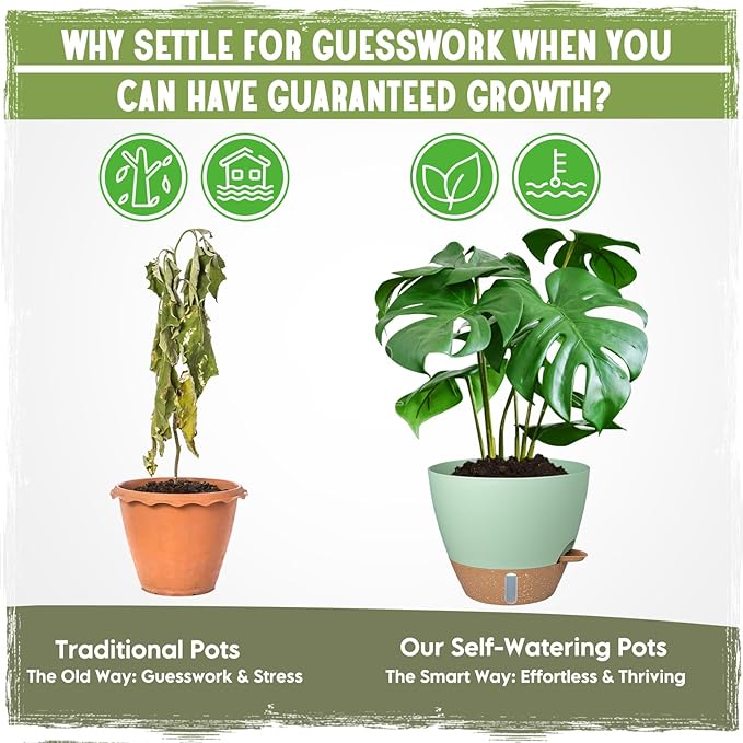 Self-Watering Pots for Indoor Plants 4 Pack, 6/8/10/12 Inch Outdoor Planters - Image 6