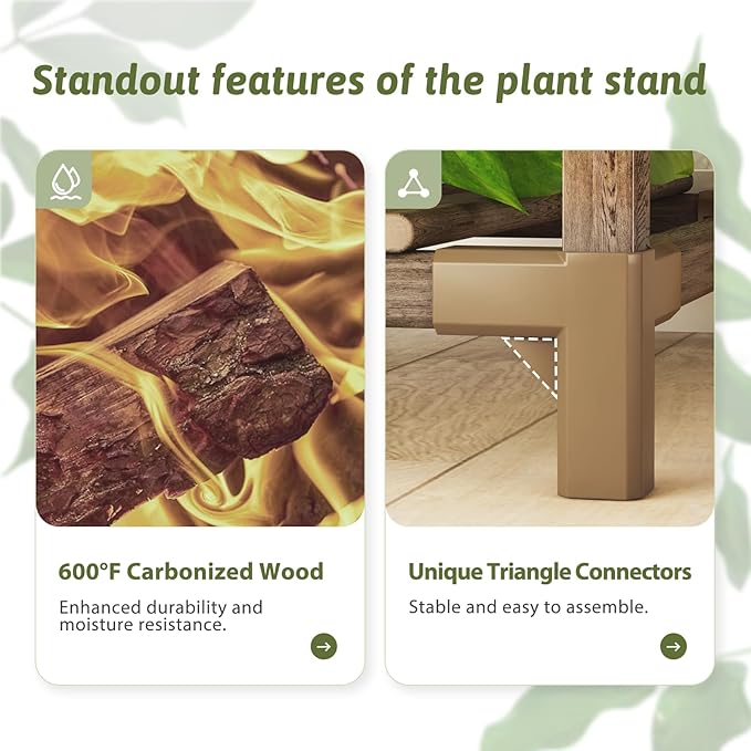 Bamworld Plant Stand with Grow Lights Large Plant Shelf Indoor Hanging Plants - Image 7