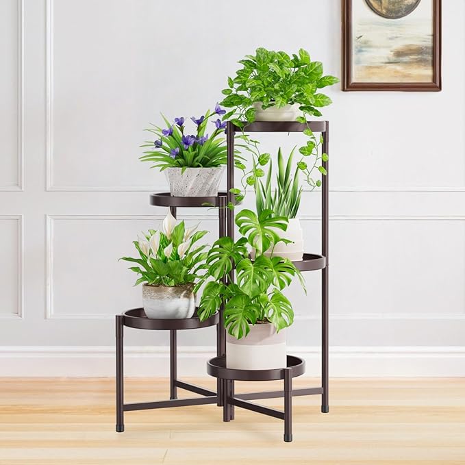 iDavosic.ly 5 Tier Large Plant Stand Indoor, 10 Inch Wide Tall Corner Metal by iDavosicly