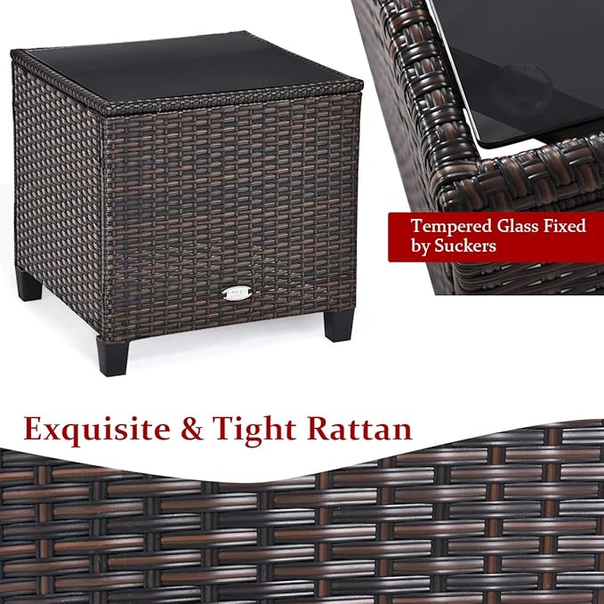 Tangkula 3 Pieces Patio Furniture Set, PE Rattan Wicker 3 Pcs Outdoor Sofa Set - Image 7
