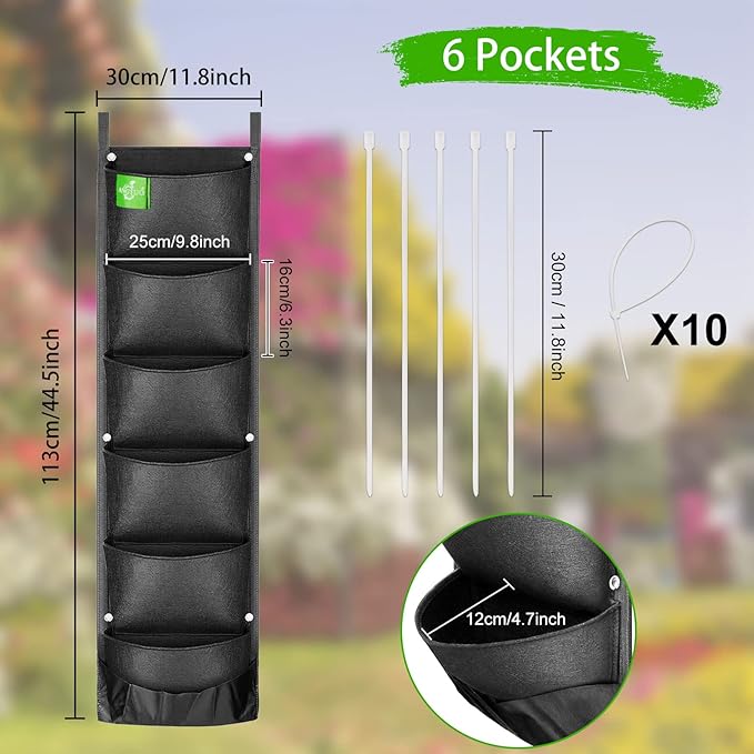 ANGTUO 6 Pockets Hanging Planters - Image 4