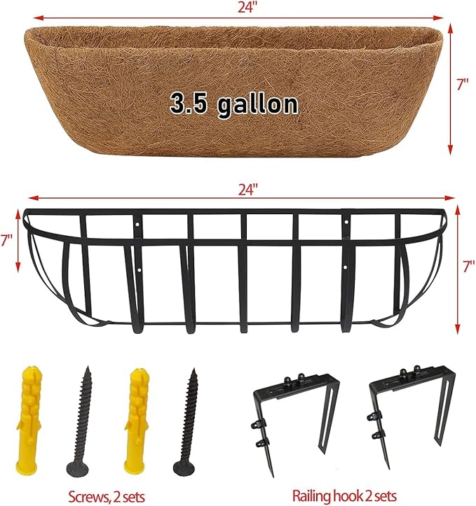 2 Pack 24" Railing Planter Window Box - Image 5