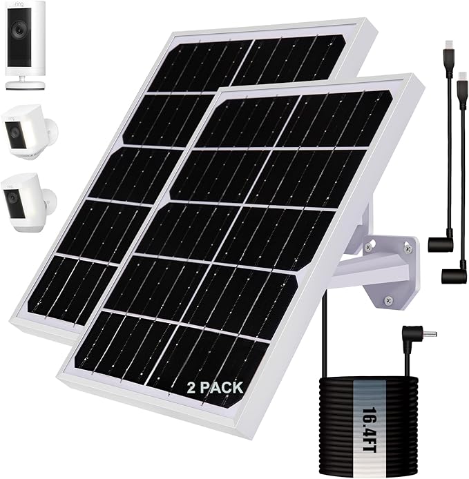 Solar Panel for Security Camera 2 in 1 Port 10W Ring Camera Solar Charger by Unknown