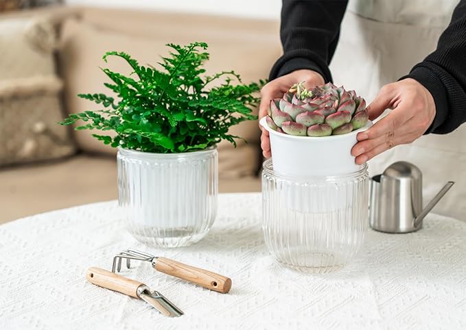 Melphoe 2 Pack Self Watering Hanging Planters Indoor Flower Pots, 5.3 Inch - Image 4