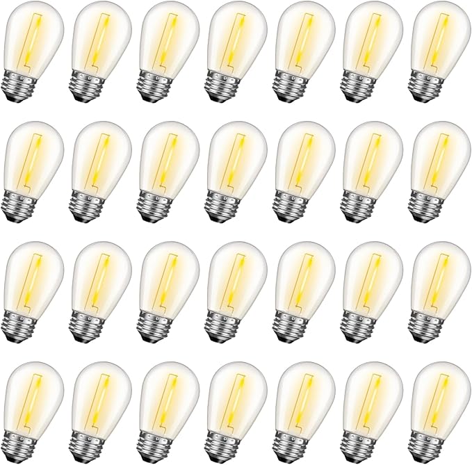 28 Pack S14 Bulbs for Outdoor String Lights, Shatterproof LED Replacement Bulbs by GvvooHome