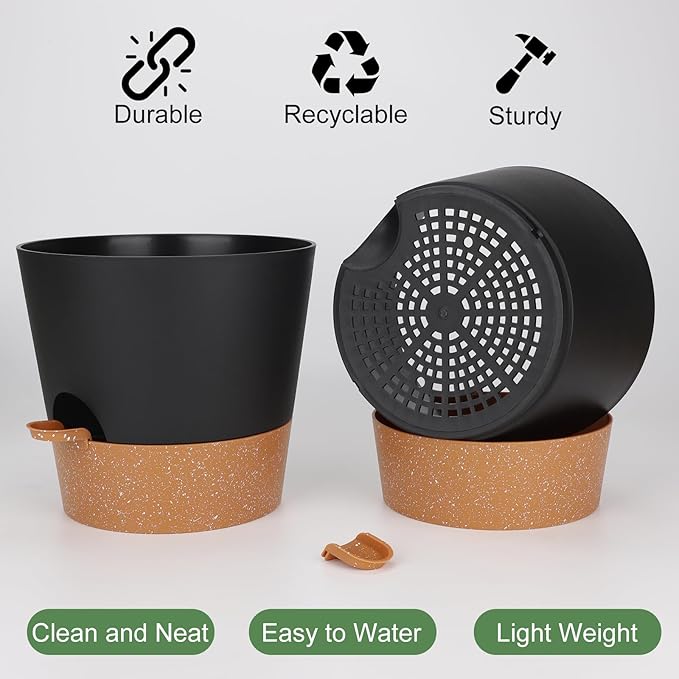 10-Inch Plant Pots, Self-Watering Planters - Image 3