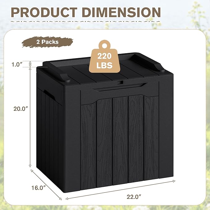 JUMMICO 31 Gallon Resin Deck Box Waterproof Indoor Outdoor Storage Boxes - Image 6
