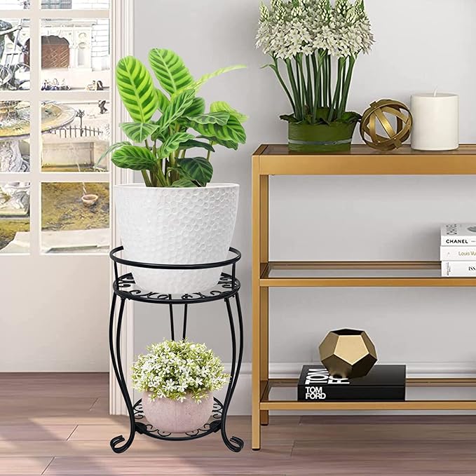 CASIMR 2 Tier Plant Stand, 19.2 inch Tall Metal Potted Holder Rack, Indoor - Image 3