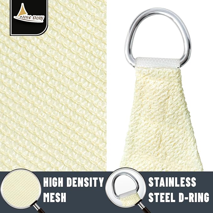 LOVE STORY 10' x 10' x 14' Right Triangle Sun Shade Sail Sunshade Sail UV Block - Image 5