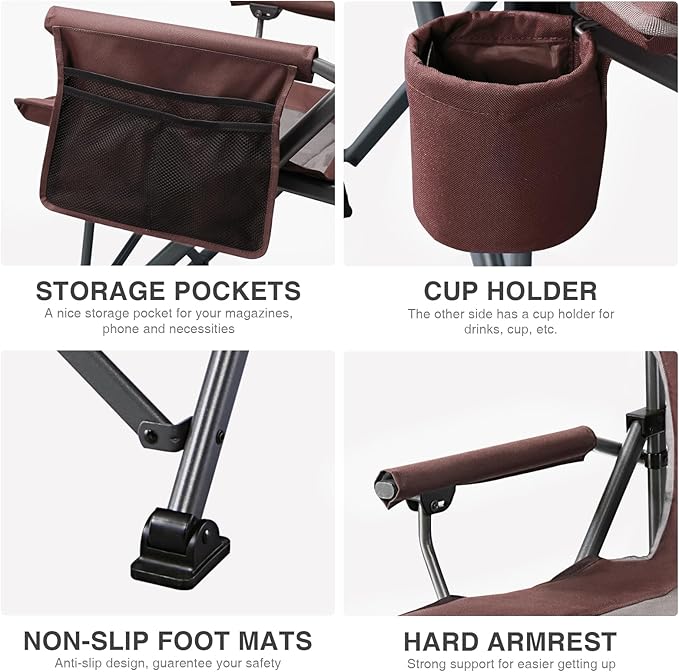EVER ADVANCED Oversized Folding Camping Chair, - Image 6