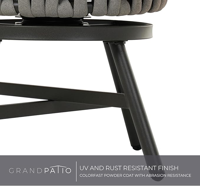 Grand patio Dining Chair Set of 3, Swivel Rope Armchairs - Image 9