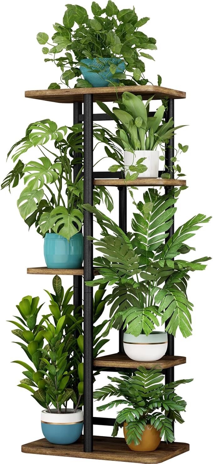 LINZINAR Plant Stand 5 Tier 6 Plant Multiple Flower Rack Holder Shelves Rack by LINZINAR