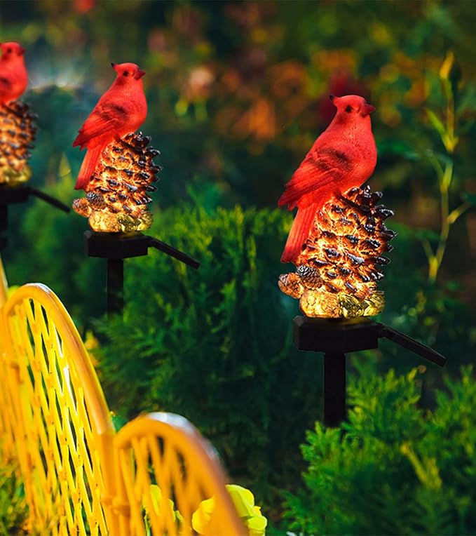 Cardinal Decor Solar Garden Decor Waterproof Red Bird Figurine Solar Stake - Image 4