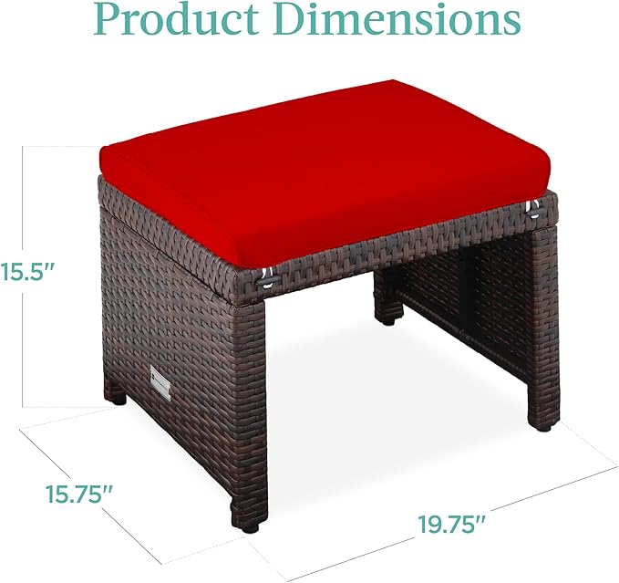 Best Choice Products Set of 2 Wicker Ottomans, Additional Seating, Side Table - Image 7