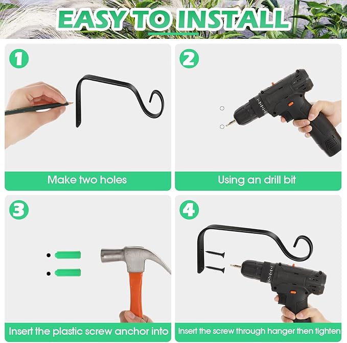 12 Pack Hanging Plant Bracket 7.3 Inches Metal Hook Decorative Straight Hanger - Image 7