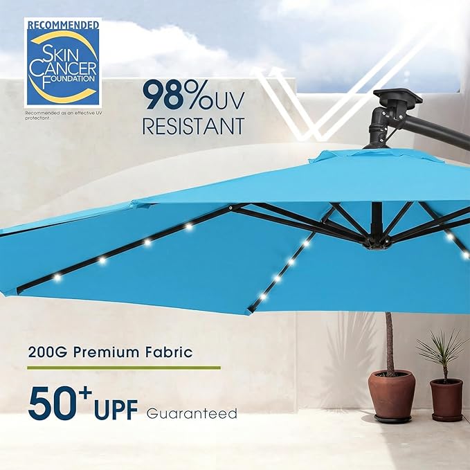 wikiwiki 10ft Solar LED Patio Umbrella - Image 4