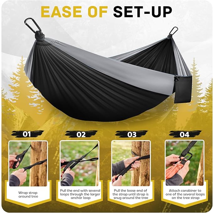 Camping Hammock Lightweight, Portable Hammocks Parachute Hammock - Image 4