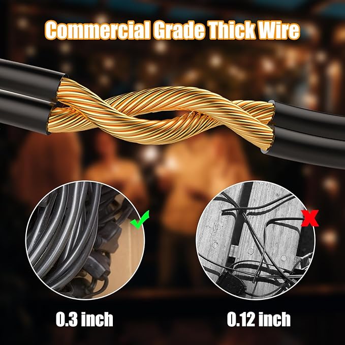 Lakumu Outdoor String Lights 96FT, Commercial Grade Heavy Duty Patio Lights - Image 2