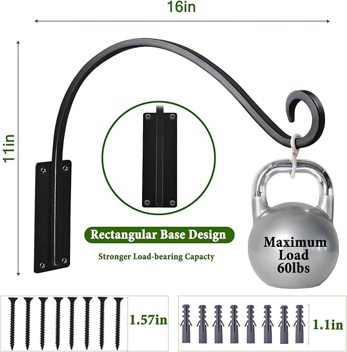 16 Inch Plant Hangers Outdoor 2 Pack, Plant Hanging Hook Bracket - Image 3
