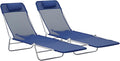 Outsunny 2 Piece Folding Chaise Lounge Chairs, Pool Sun Tanning Chairs by Outsunny