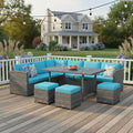 Tangkula 7 Pieces Patio Furniture Set, Outdoor Sectional Rattan Dining Sofa Set by TANGKULA