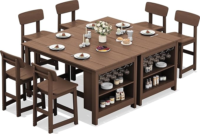 SERWALL 8-Piece HDPE Counter Height Dining Table Sets by SERWALL