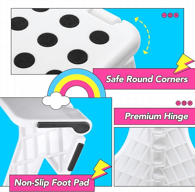 Delxo Folding Step Stool, 11 Inch Non-Slip Foldable Step Stools - Image 6